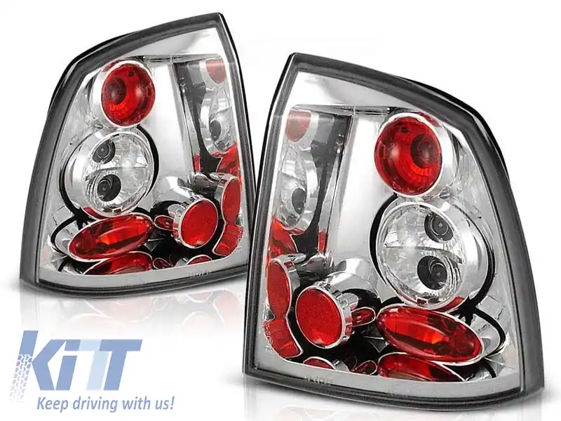 Set de stopuri tuning potrivit pentru Opel ASTRA G 09.1997-02.2004 sedan, cabrio, coupe cu bază cromată, stânga și dreapta