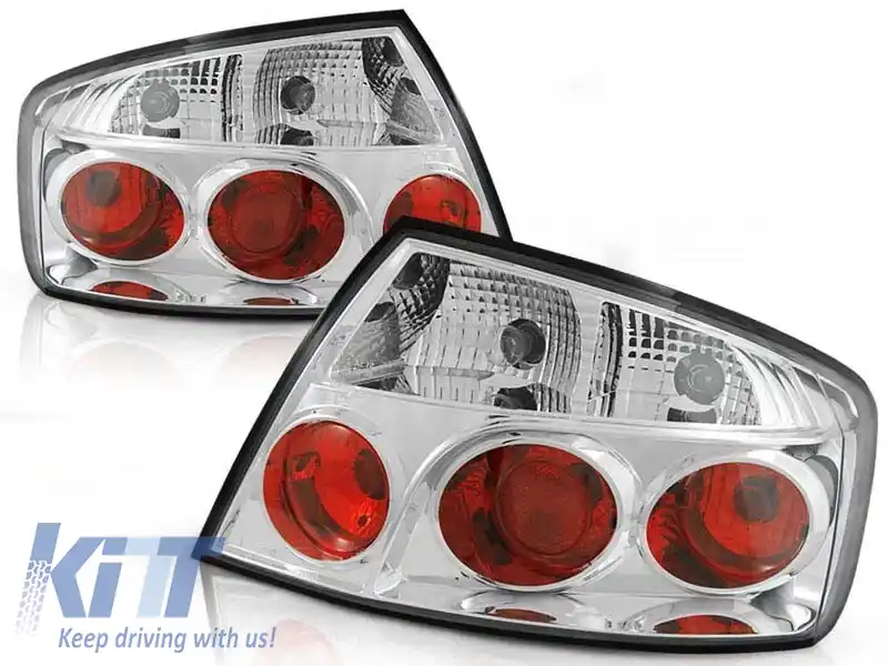 Set de stopuri tuning potrivit pentru Peugeot 407 05.2004- sedan cu bază cromată, stânga și dreapta