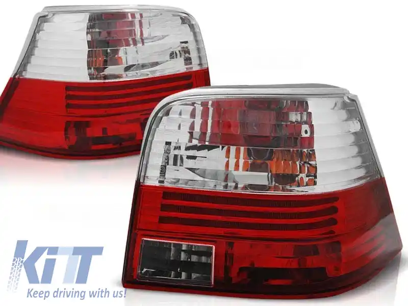 Set de stopuri tuning potrivit pentru Volkswagen GOLF 4 09.1997-09.2003 hatchback cu bază roșie și albă, stânga și dreapta