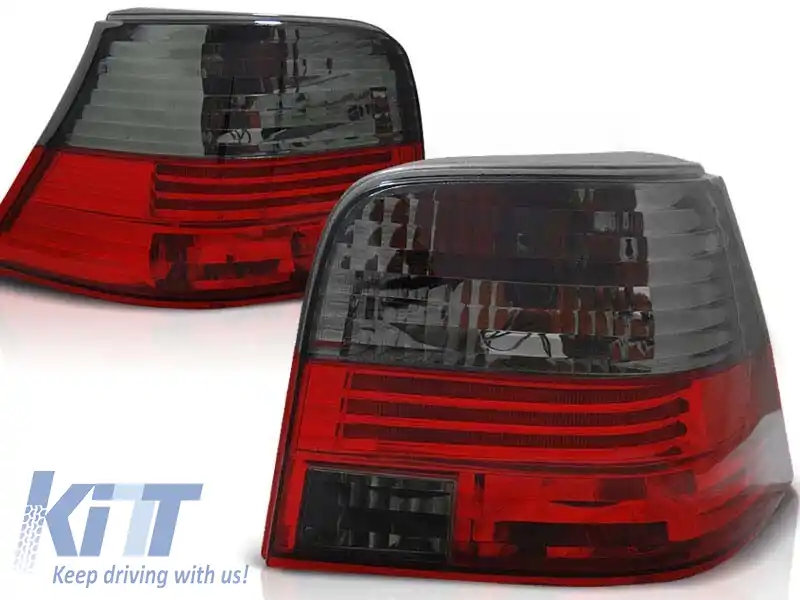 Set de stopuri tuning potrivit pentru Volkswagen GOLF 4 09.1997-09.2003 hatchback cu bază roșie și fumurie, stânga și dreapta