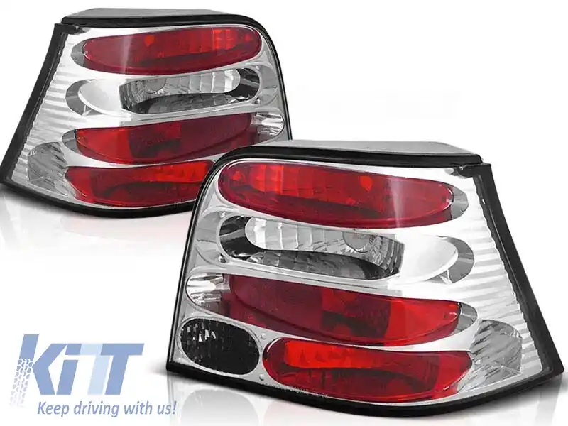 Set de stopuri tuning potrivit pentru Volkswagen GOLF 4 09.1997-09.2003 hatchback cu bază cromată, stânga și dreapta