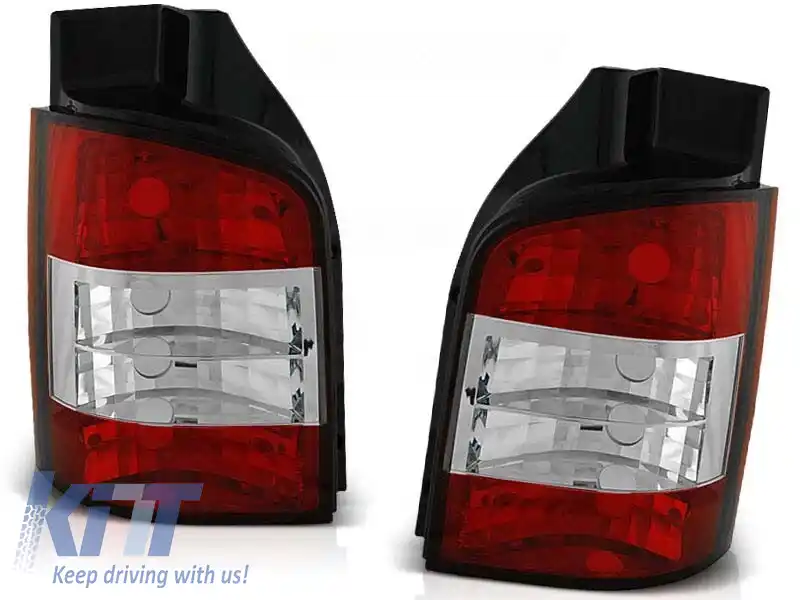Set de stopuri tuning potrivit pentru Volkswagen T5 04.2003-2009 cu bază roșie și albă, stânga și dreapta