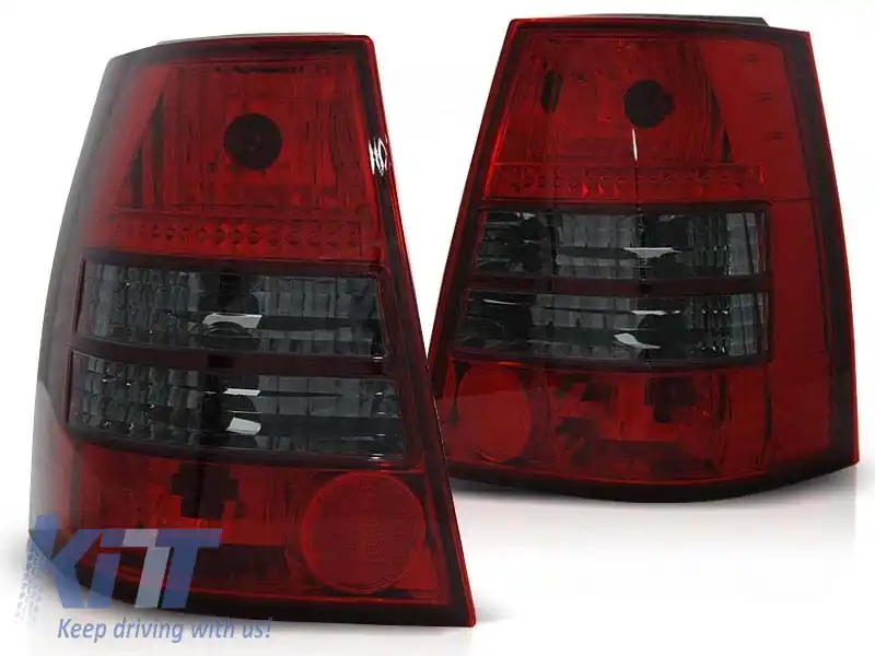 Set de stopuri tuning potrivit pentru Volkswagen GOLF 4 / BORA 1999-2006 break cu bază roșie și fumurie, stânga și dreapta