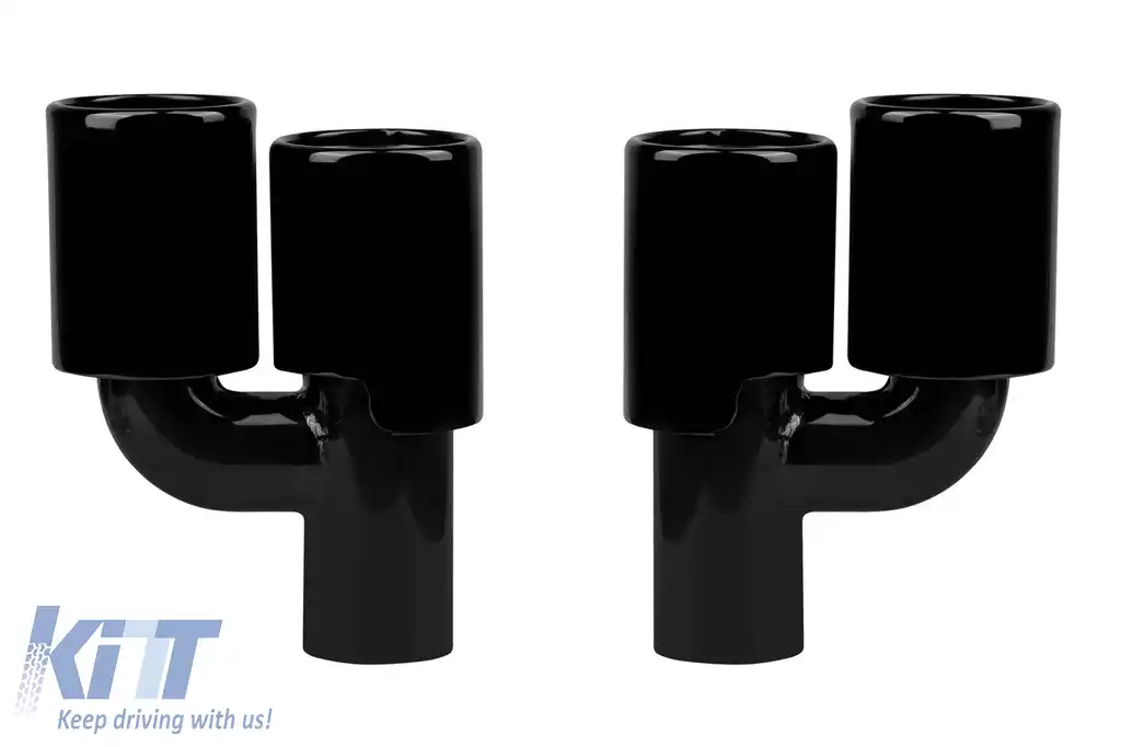 Set de terminații de eșapament negre potrivite pentru BMW Seria 5 F10, F11 2010-2017, stânga și dreapta, model 2-image-6131359