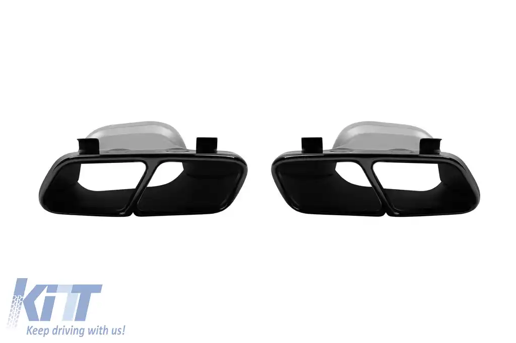 Set de terminații de evacuare negre tip GLA45 potrivite pentru Mercedes GLA X156 2013-2019