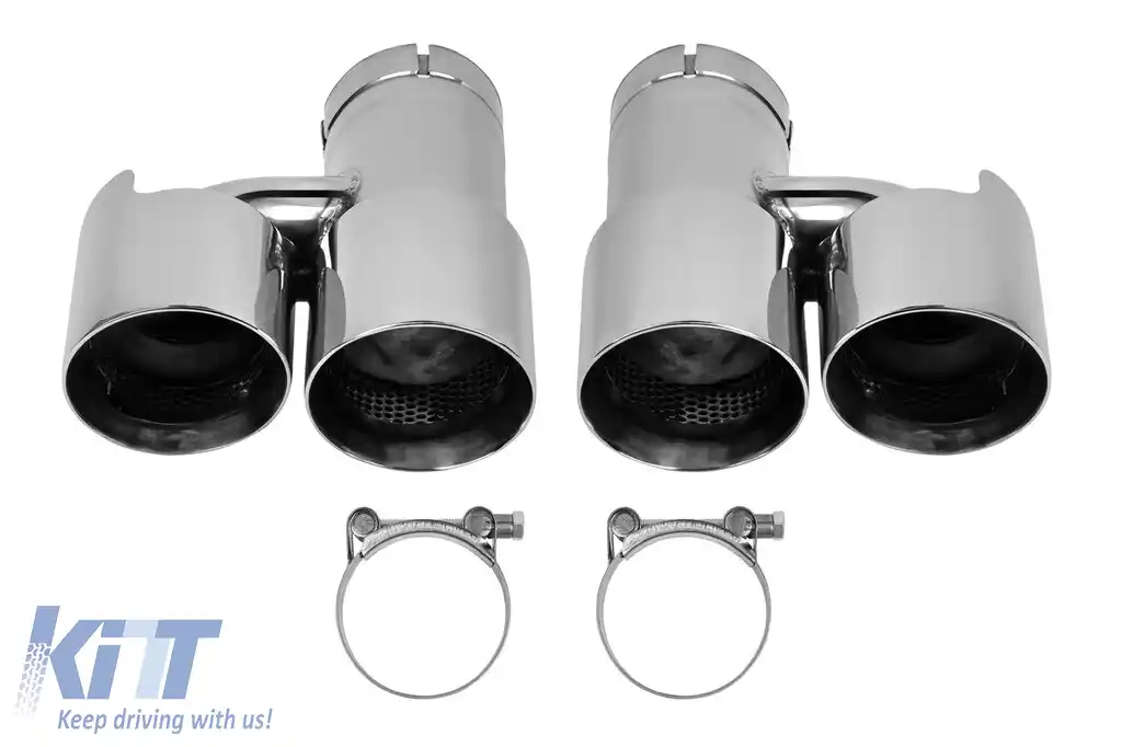 Set de terminale de evacuare duble cromate universale AutoPro, stânga și dreapta, model 2