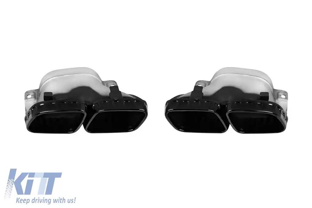 Set de terminale de evacuare negre tip E63 GT potrivit pentru Mercedes E-Class W213 după 2021