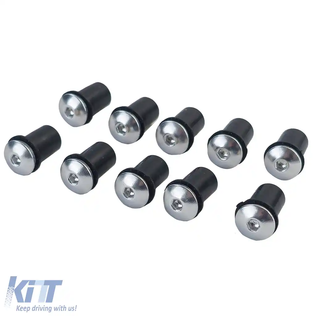 Set de șuruburi pentru parbriz de motocicletă, spăci de carenaj, șuruburi din aluminiu M5 argintii