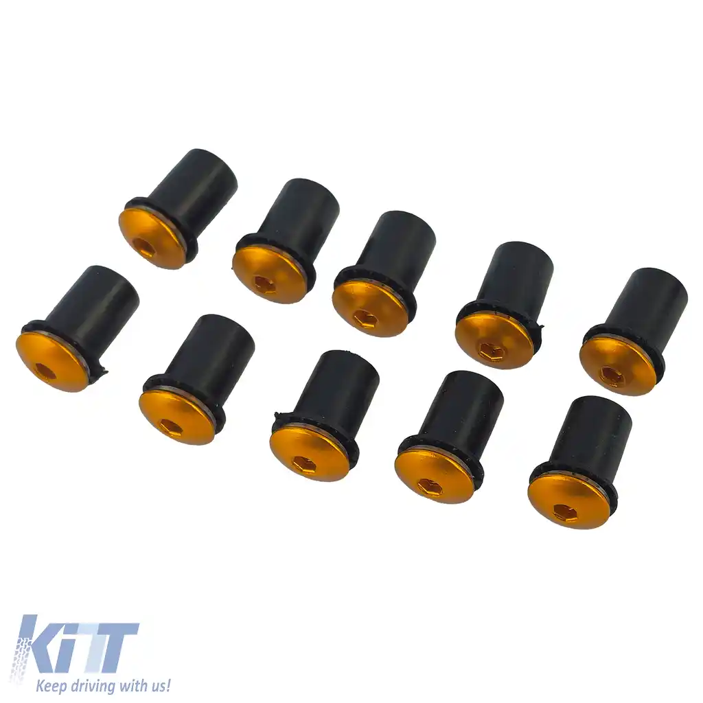 Set de șuruburi pentru parbriz de motocicletă, carenaj, șuruburi din aluminiu M5 aurii