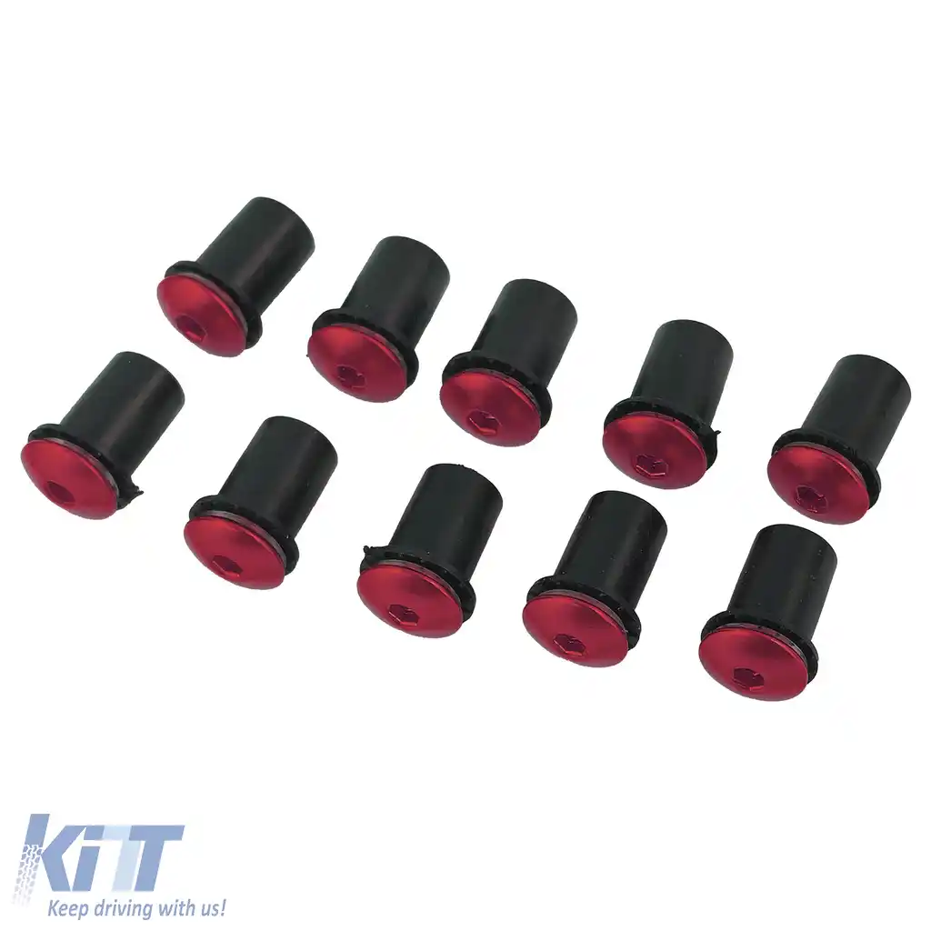 image-36-Set de șuruburi pentru parbriz de motocicletă, spăci de carenaj, șuruburi din aluminiu M5 roșu