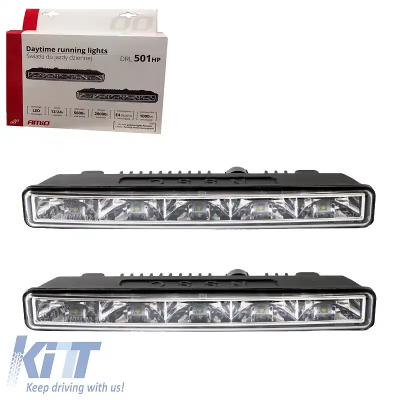image-5-Set DRL Lumini de Zi Universale DRL 501 HP Mini 12-24 Volți 10.64 Watt 187 x 23.5 x 46mm 2 Piese