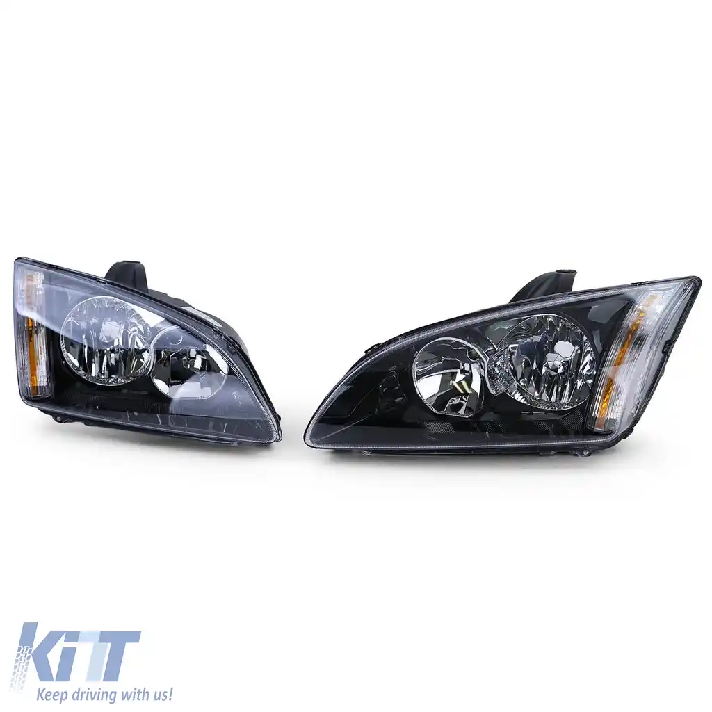 Set faruri cu sticlă clară neagră dreapta stânga, potrivit pentru Ford Focus II 2004-2008-image-6209313