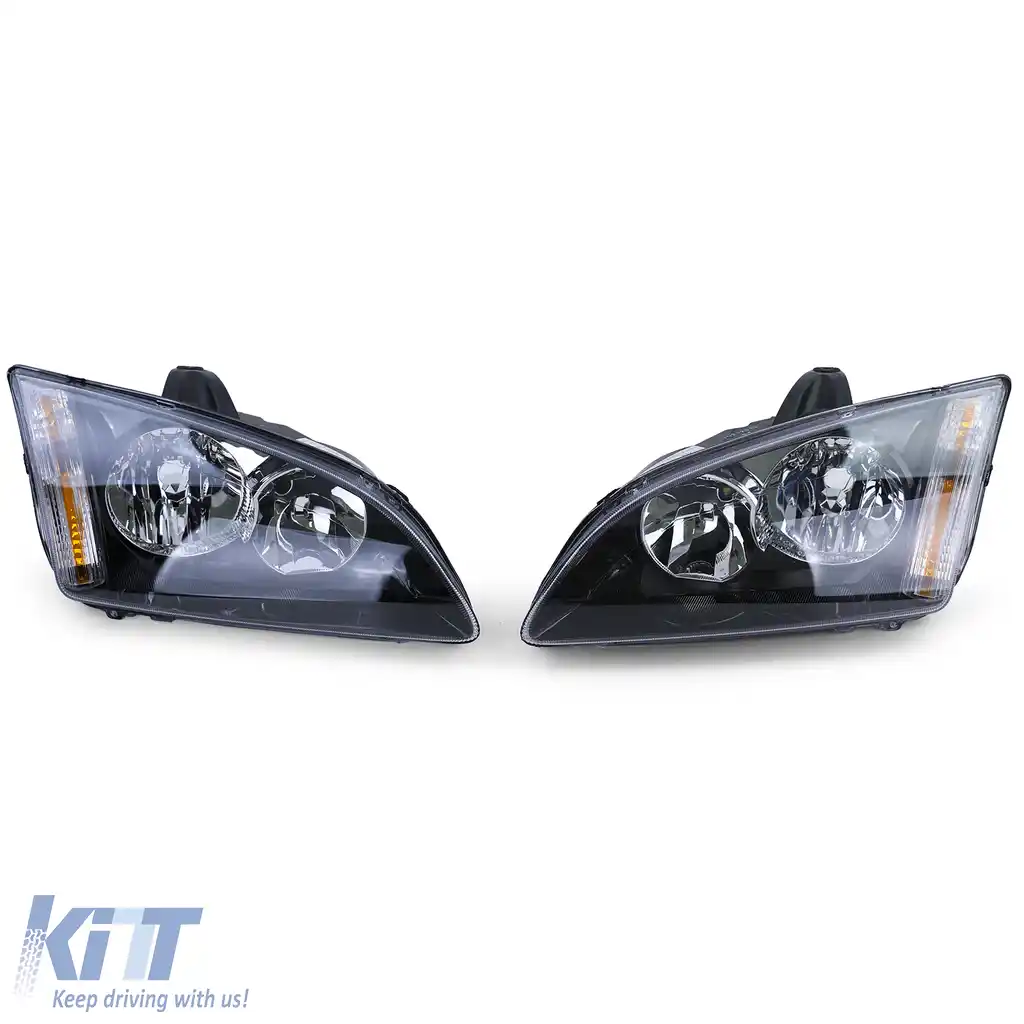 Set faruri cu sticlă clară neagră dreapta stânga, potrivit pentru Ford Focus II 2004-2008-image-6209316