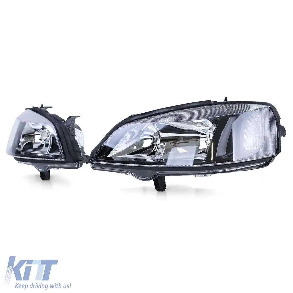 Set faruri cu sticlă clară neagră dreapta stânga pentru Opel Astra G 1997-2004-image-6209537