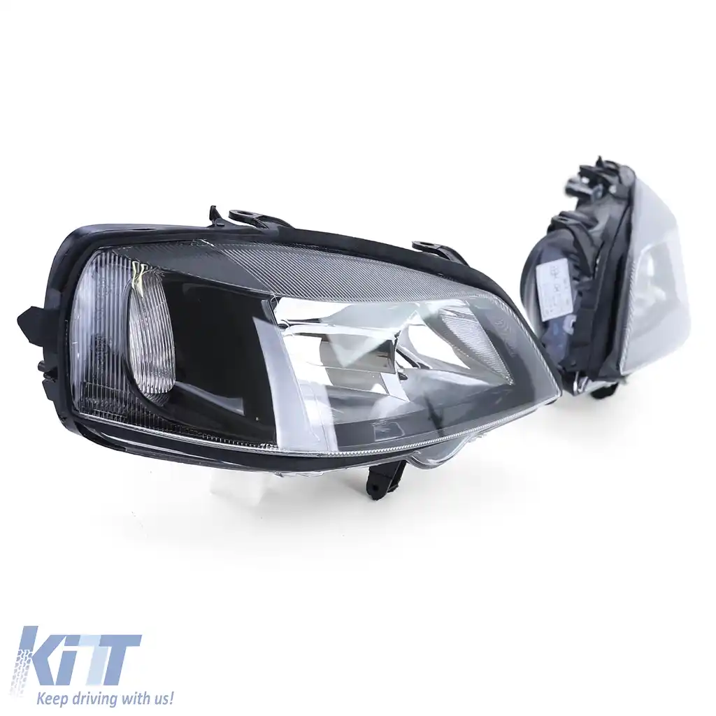Set faruri cu sticlă clară neagră dreapta stânga pentru Opel Astra G 1997-2004-image-6209538