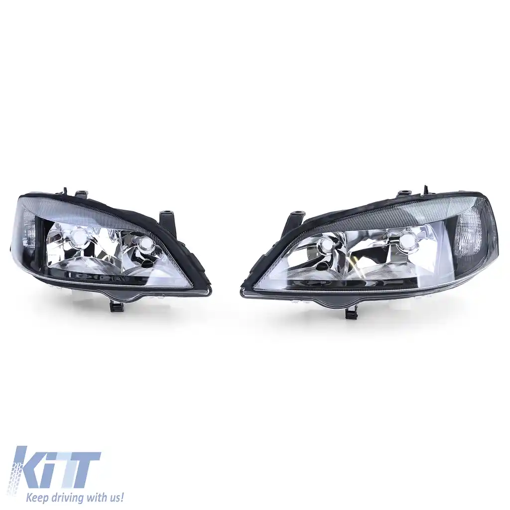 Set faruri cu sticlă clară, negre, dreapta și stânga, potrivit pentru Opel Astra G 1997-2004-image-6239367