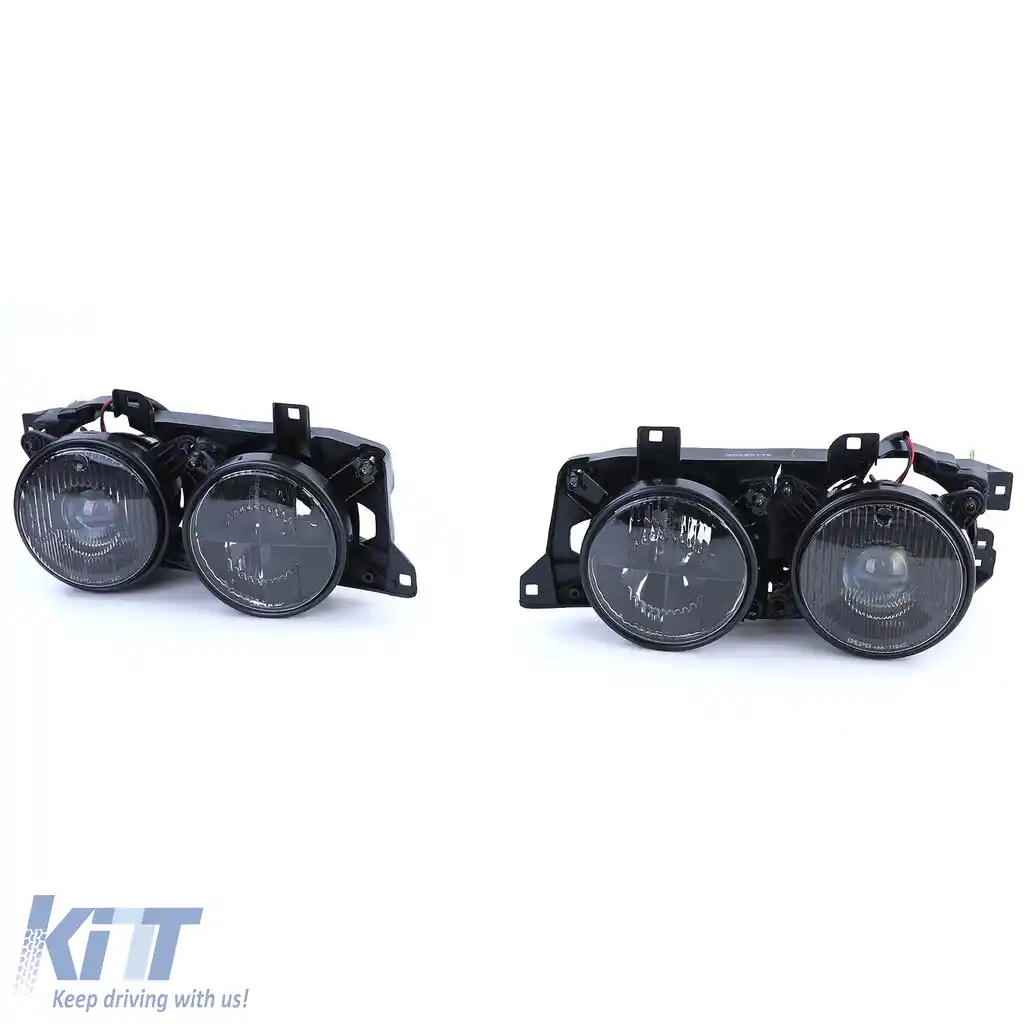 Set faruri fumuriu negru potrivit pentru BMW Seria 5 E34 88-95, Seria 7 E32 88-94-image-6195896