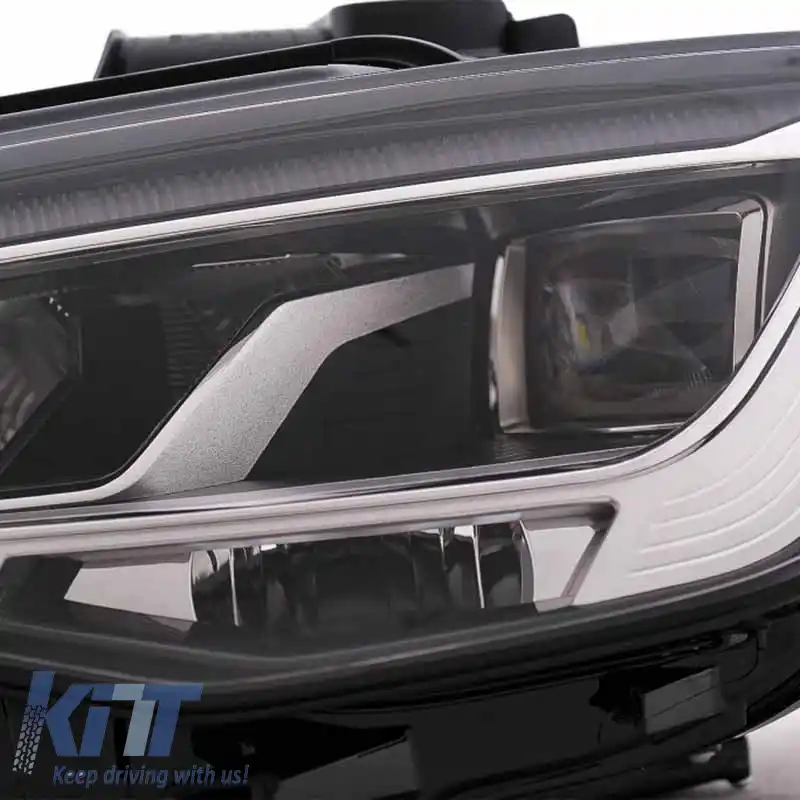 Set Faruri Potrivit pentru Audi A3 8V 12-16 DRL Full Led & Semnal Led Negru H7 cu Motor Carner-image-6290027