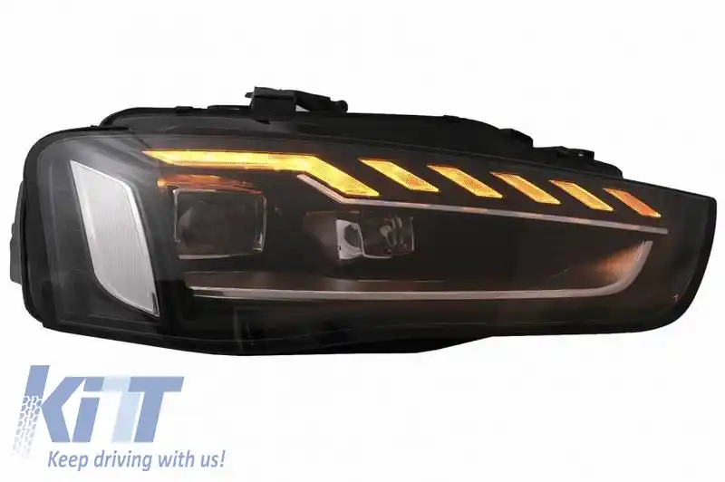 Set Faruri Potrivit pentru Audi A4 B8.5 Facelift (2012-2015) Negru Design A4 B9.5 OEM Xenon Upgrade la LED Complet & Semnal LED Dinamic Carner-image-6320810