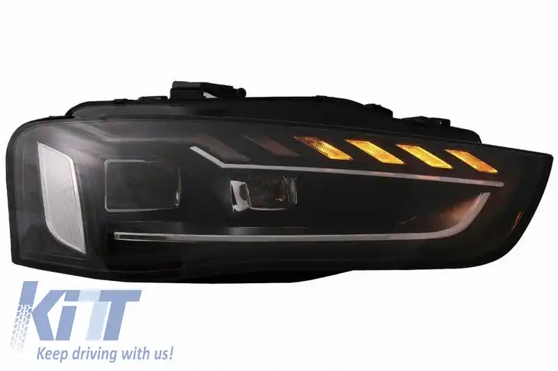 Set Faruri Potrivit pentru Audi A4 B8.5 Facelift (2012-2015) Negru Design A4 B9.5 OEM Xenon Upgrade la LED Complet & Semnal LED Dinamic Carner-image-6320811