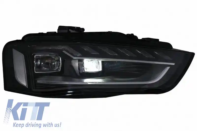 Set Faruri Potrivit pentru Audi A4 B8.5 Facelift (2012-2015) Negru Design A4 B9.5 OEM Xenon Upgrade la LED Complet & Semnal LED Dinamic Carner-image-6320815