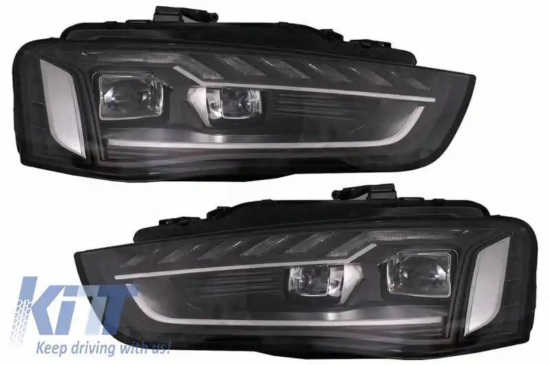 Set Faruri Potrivit pentru Audi A4 B8.5 Facelift (2012-2015) Negru Design A4 B9.5 OEM Xenon Upgrade la LED Complet & Semnal LED Dinamic Carner-image-6320816