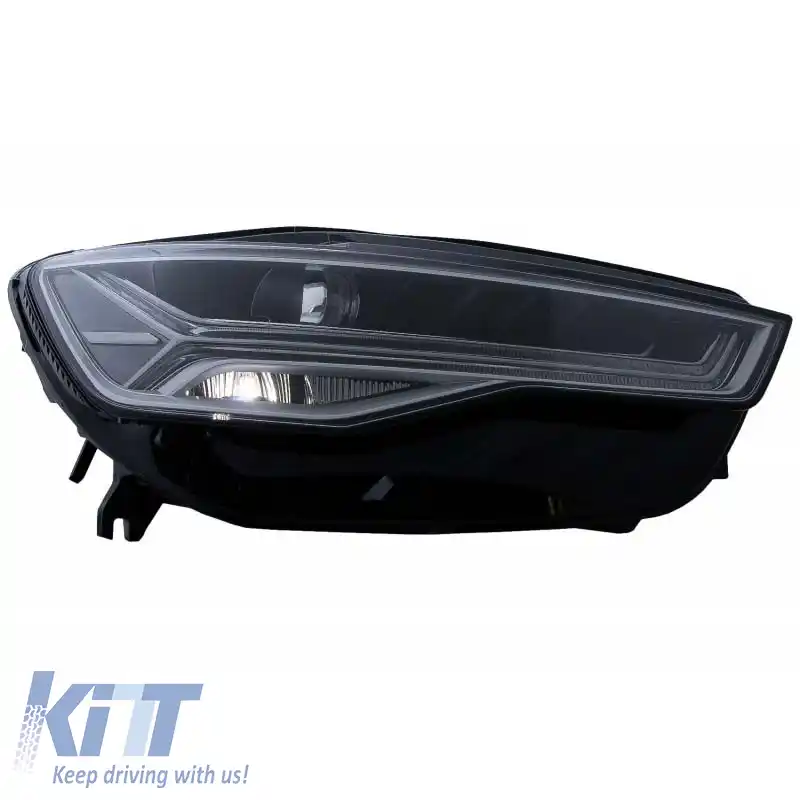 Set Faruri Potrivit pentru Audi A6 4G C7 11-18 DRL Design Matrix Complet Led & Semnal Dinamic Negru Cu Motor Carrier-image-6290715