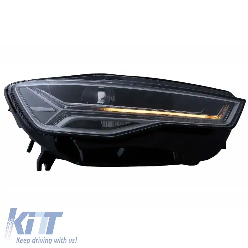 Set Faruri Potrivit pentru Audi A6 4G C7 11-18 DRL Design Matrix Complet Led & Semnal Dinamic Negru Cu Motor Carrier-image-6290716