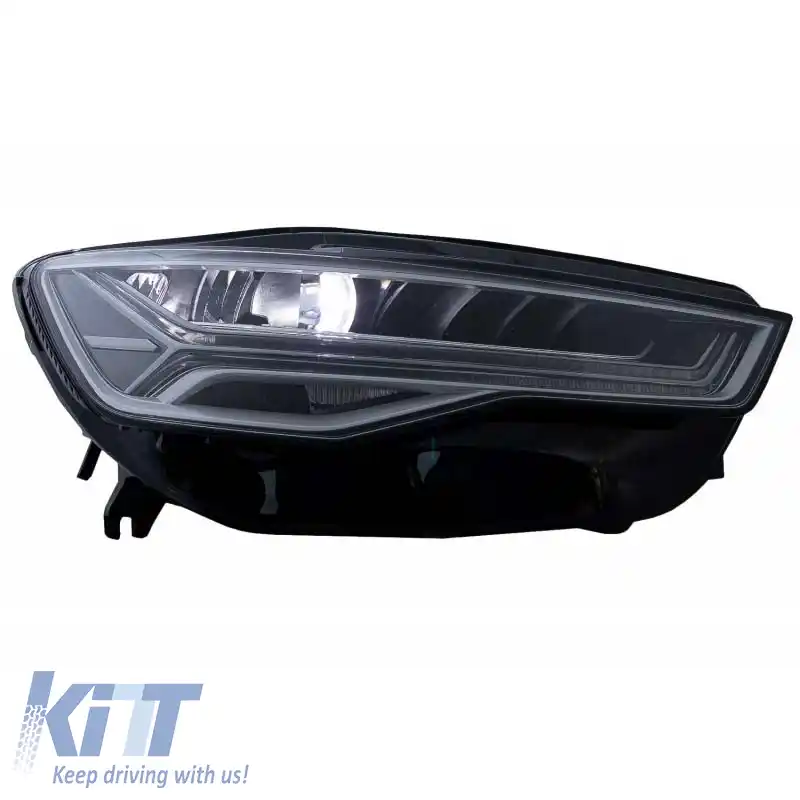 Set Faruri Potrivit pentru Audi A6 4G C7 11-18 DRL Design Matrix Complet Led & Semnal Dinamic Negru Cu Motor Carrier-image-6290717