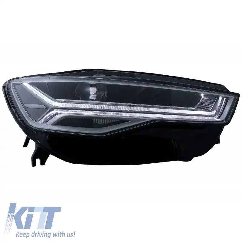 Set Faruri Potrivit pentru Audi A6 4G C7 11-18 DRL Design Matrix Complet Led & Semnal Dinamic Negru Cu Motor Carrier-image-6290718