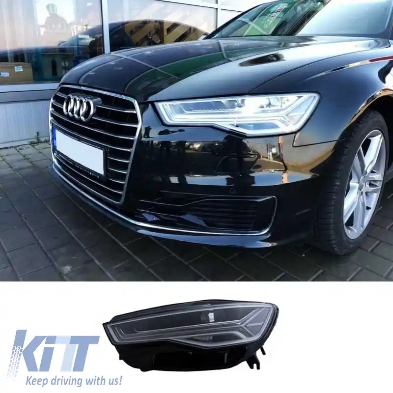 Set Faruri Potrivit pentru Audi A6 4G C7 11-18 DRL Design Matrix Complet Led & Semnal Dinamic Negru Cu Motor Carrier-image-6290720