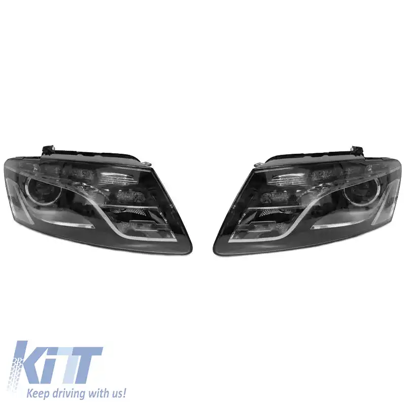 Set Faruri Potrivit pentru Audi Q5 8R 08-12 TRU DRL Negru H7 Cu Motor Depo-image-6290079