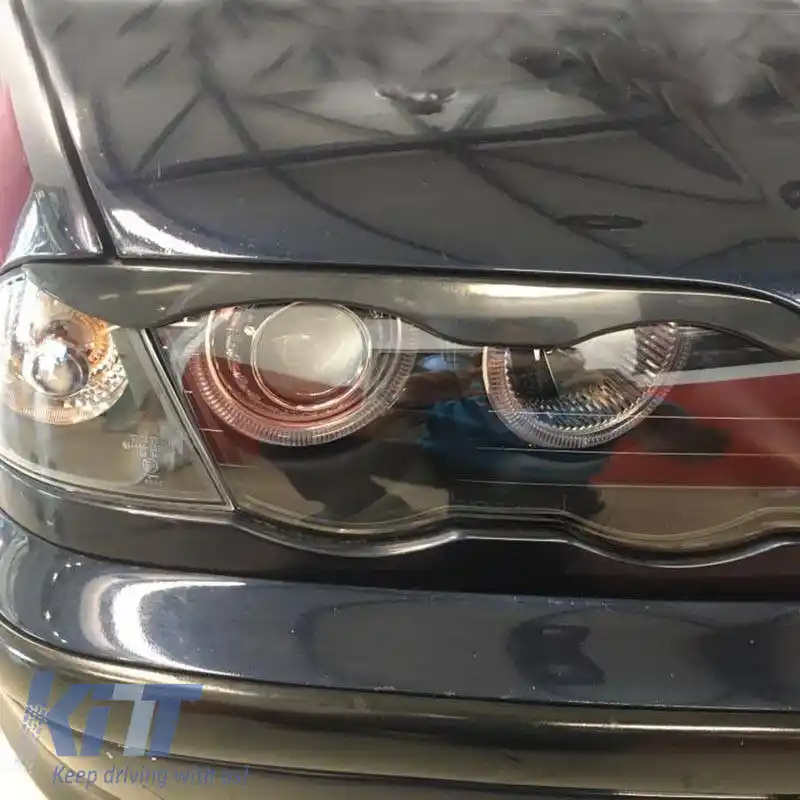Set Faruri Potrivit pentru BMW 3 E46 Sedan/Caravan 99-01 Angel Eyes Negru H7/H7 Cu Motor Depo-image-6290094