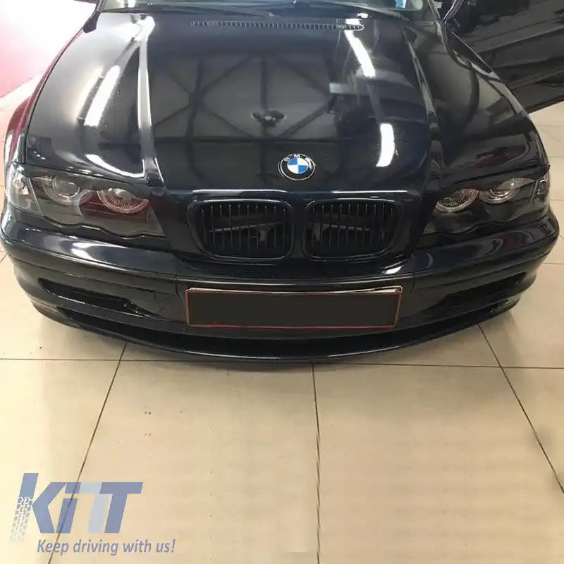 Set Faruri Potrivit pentru BMW 3 E46 Sedan/Caravan 99-01 Angel Eyes Negru H7/H7 Cu Motor Depo-image-6290095