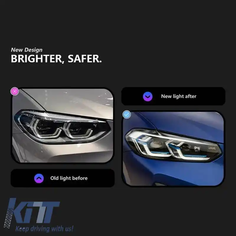 Set Faruri Potrivit pentru BMW X3 G01 / G08 18-22 Stil Laser LED Negru Carner-image-6314673