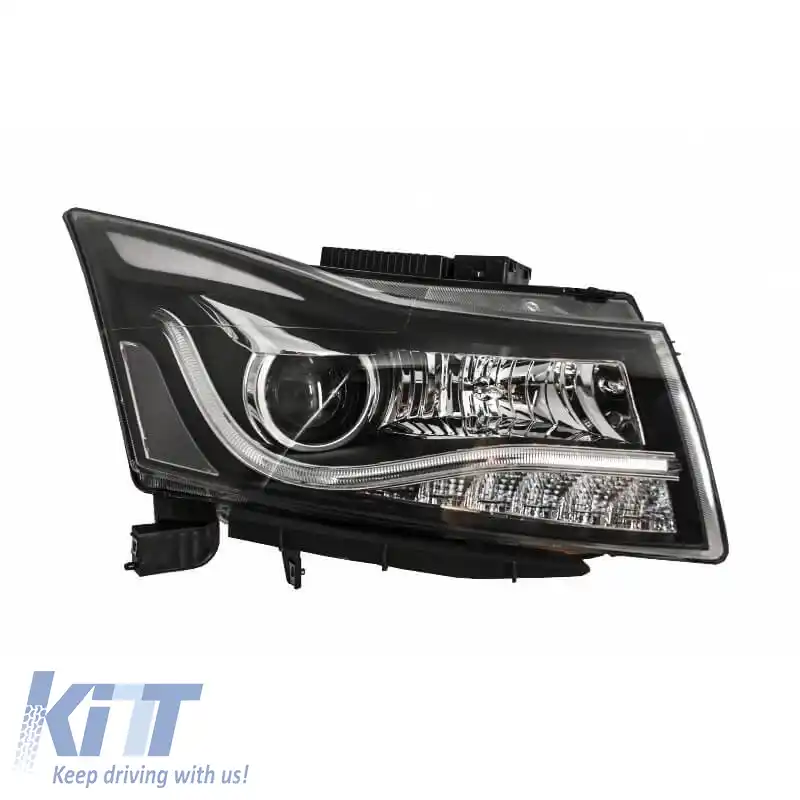 Set Faruri Potrivit pentru Chevrolet Cruze 09-14 Tube DRL & Semnal Led H7/H1 Negru Manual Carner-image-6313450