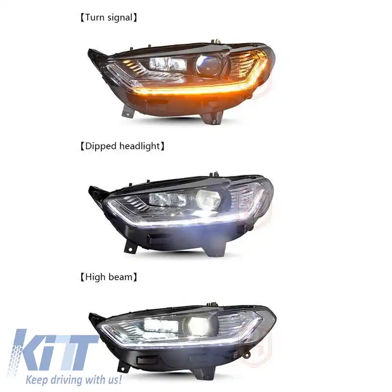 Set Faruri Potrivit pentru Ford Mondeo mk5 13-16 DRL Crom H7/Led cu Semnal de Întoarcere Dinamic Carner-image-6314614