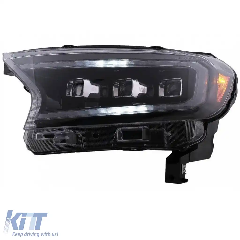 Set Faruri Potrivit pentru Ford Ranger 15-20 DRL Dynamic Start Up Negru Full Led cu Motor VLand-image-6291640
