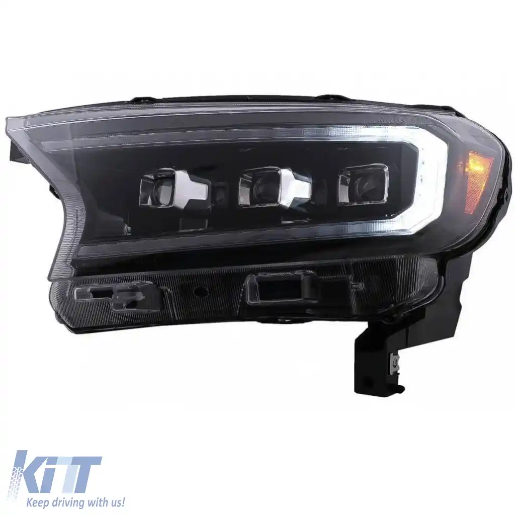 Set Faruri Potrivit pentru Ford Ranger 15-20 DRL Dynamic Start Up Negru Full Led cu Motor VLand-image-6291641