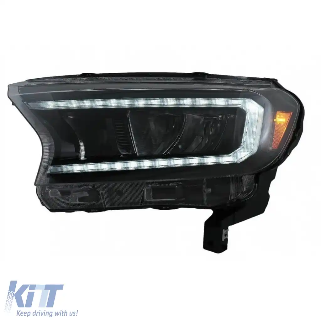Set Faruri Potrivit pentru Ford Ranger 15-20 DRL Dinamic Negru Full Led cu Motor VLand-image-6291650