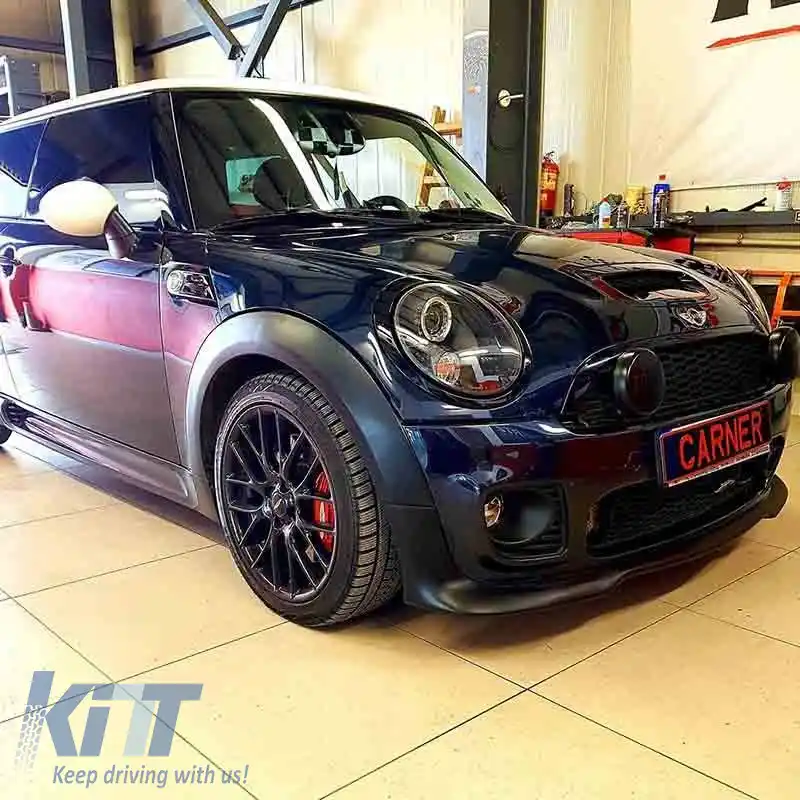 Set Faruri Potrivit pentru Mini Cooper (R55/56/57/58/59) 06-13 Ochi de Înger Negru H9 cu Motor JunYan-image-6290523