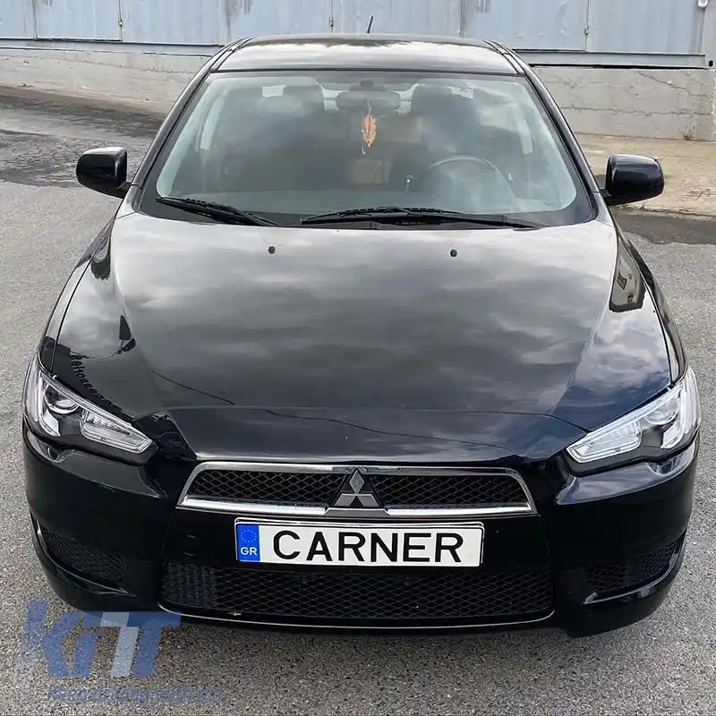 Set Faruri Potrivit pentru Mitsubishi Lancer 07-17 Tub Led DRL & Semnal Dinamic Negru/Chrom H7 Manual VLAND-image-6290692