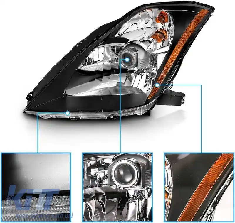 Set Faruri Potrivit pentru Nissan 350Z 03-05 Proiector Negru H7/H1 Manual-image-6322485