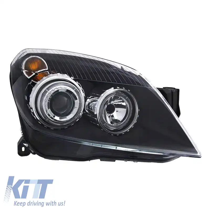 Set Faruri Potrivit pentru Opel Astra H 04-09 Angel Eyes Negru H7/H7 Cu Motor Depo-image-6290532