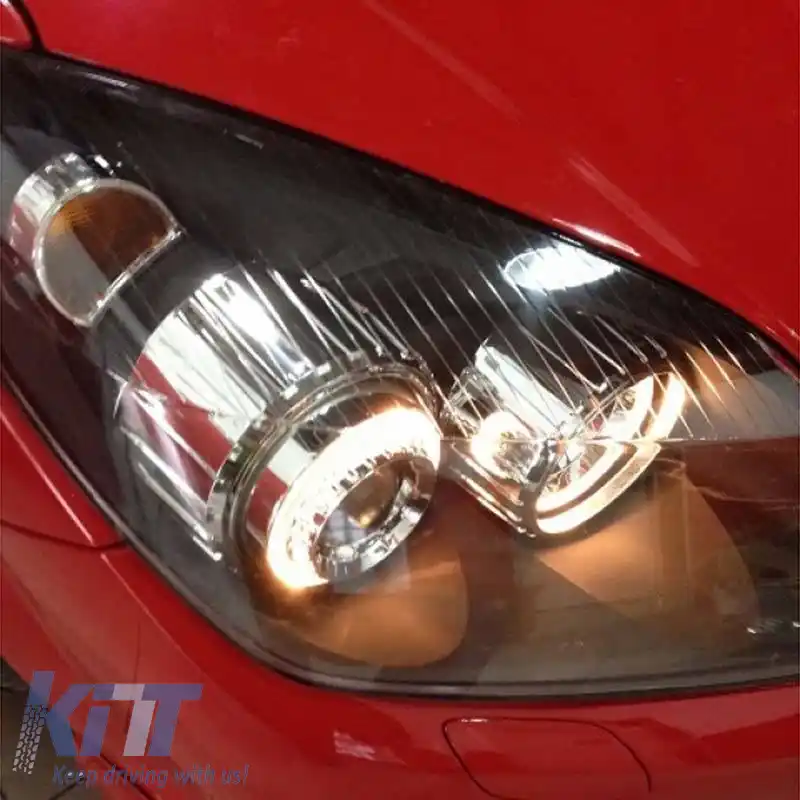 Set Faruri Potrivit pentru Opel Astra H 04-09 Angel Eyes Negru H7/H7 Cu Motor Depo-image-6290536