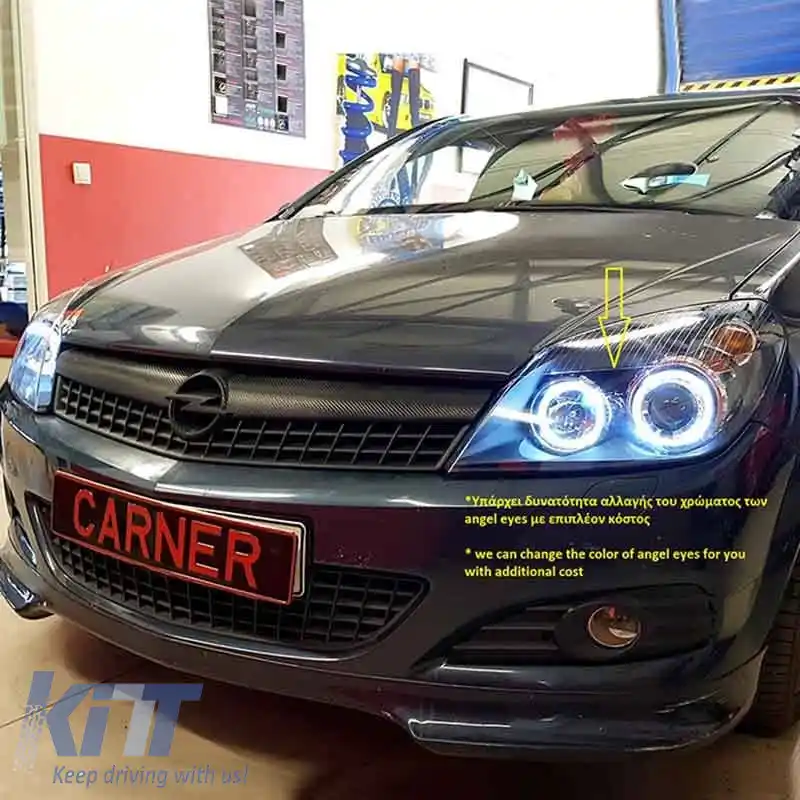 Set Faruri Potrivit pentru Opel Astra H 04-09 Angel Eyes Negru H7/H7 Cu Motor Depo-image-6290539