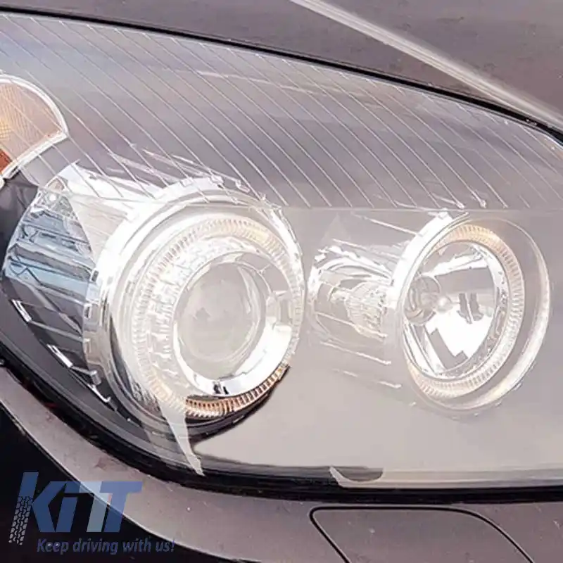 Set Faruri Potrivit pentru Opel Astra H 04-09 Angel Eyes Negru H7/H7 Cu Motor Depo-image-6290540