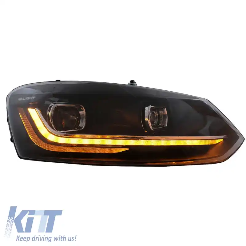 Set Faruri Potrivit pentru VW Polo 6R/6C 09-17 DRL Design Nou & Semnal Dinamic H7 cu Motor Carrier-image-6311828