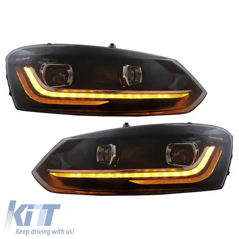 Set Faruri Potrivit pentru VW Polo 6R/6C 09-17 DRL Design Nou & Semnal Dinamic H7 cu Motor Carrier-image-6312755