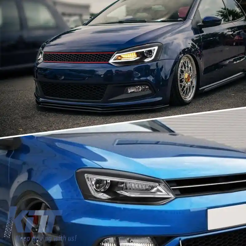 Set Faruri Potrivit pentru VW Polo 6R/6C 09-17 Tub DRL & Semnal Dinamic H7 cu Motor V-Land-image-6329241